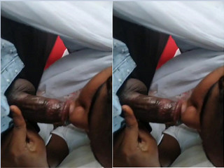 Sexy desi chick giving a blowjob to her man