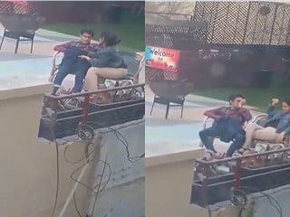 Girl outdoors sucking a big dick