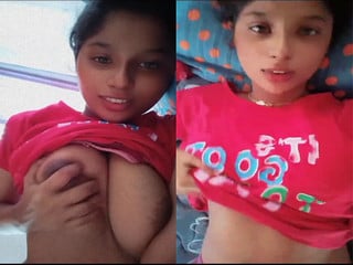 Indian desi girl revealing her breasts during finger play in part 4