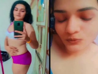Merged vids of a hot desi cutie stripping and teasing for horny lover.