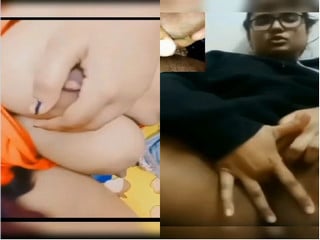 Indian girl's finger fuck while showing tits to camera