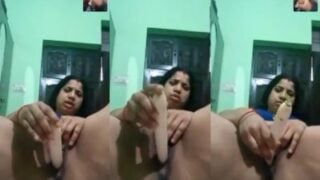 Amateur south indan chick fingering herself with veggie in viral clip