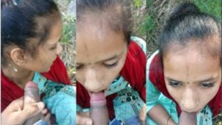 Indian porn of a punjaban sucking outdoor cock