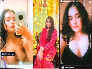 Indian girl strips and proudly displays sexy breasts for you.