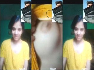 Indian girl strips and proudly displays sexy breasts for you.