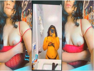 Indian girl strips and proudly displays sexy breasts for you.
