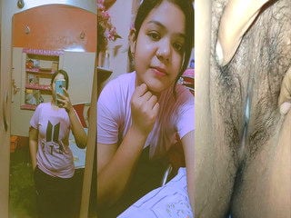 Boobs out - Desi chick fingering herself on cam
