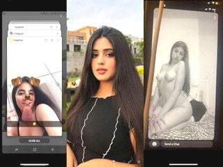 Indian girl strips and proudly displays sexy breasts for you.