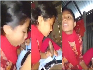 Girl sucks lovers big dick like a pro
