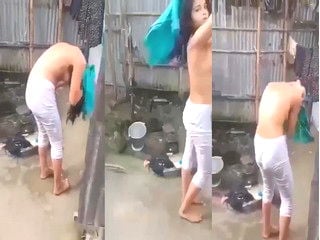 Hot desi chick's breasts on cam with hubby