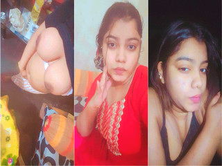 Indian chick flaunting huge breasts for a camera show.