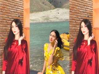 Indian girl strips and proudly displays sexy breasts for you.