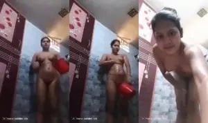 Amateur desi girl's hot bathing scene.