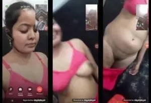 Girl goes wild, showing off breasts and cunt in video call