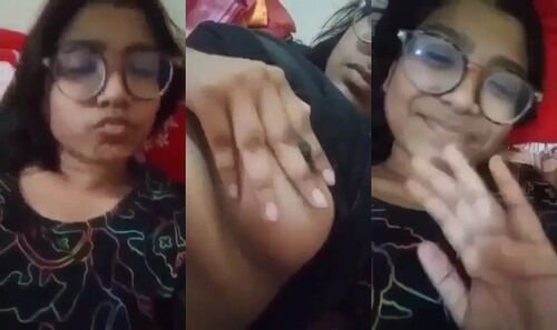 Indian girl strips and proudly displays sexy breasts for you.