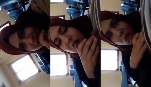 Sexy chick in headscarf sucks dick post-class