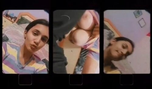 Indian girl strips and proudly displays sexy breasts for you.