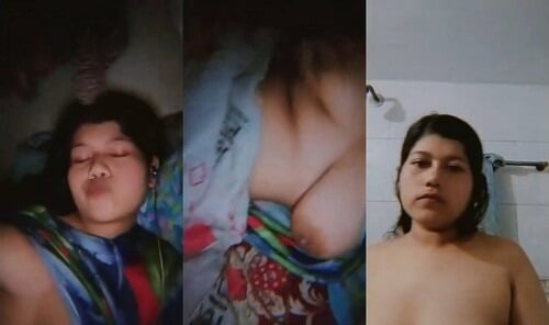 Indian girl strips and proudly displays sexy breasts for you.