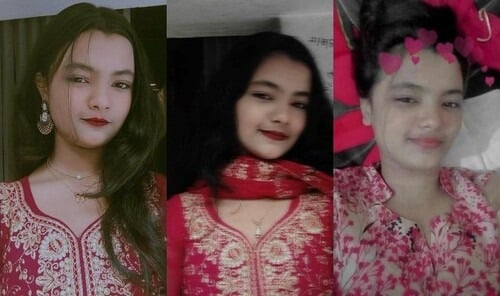 Indian girl strips and proudly displays sexy breasts for you.
