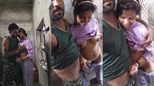 Standing fucking with horny amateur desi wife
