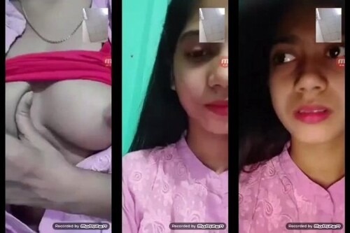 Indian girl strips and proudly displays sexy breasts for you.