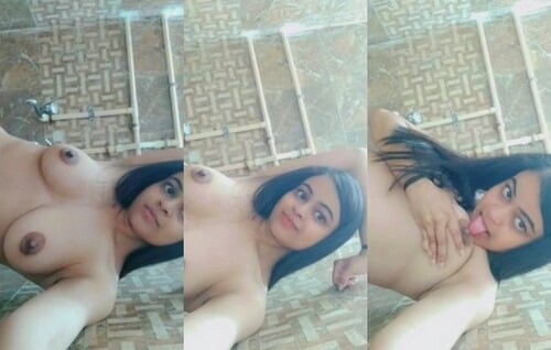 Indian girl strips and proudly displays sexy breasts for you.