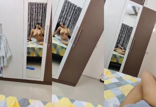 Naked desi chick filming solo in bed