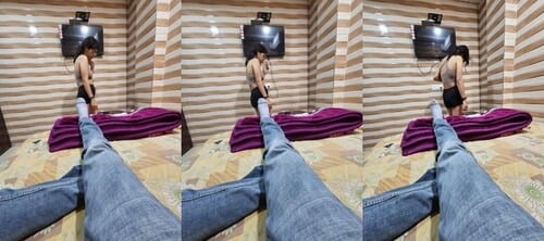 Sexy desi chick giving a blowjob to her man