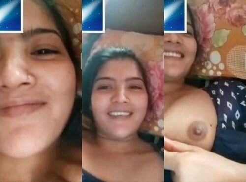 Indian girl strips and proudly displays sexy breasts for you.