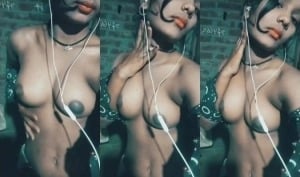 Indian girl strips and proudly displays sexy breasts for you.