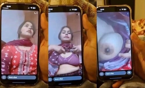 Indian girl strips and proudly displays sexy breasts for you.