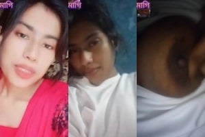 Indian girl strips and proudly displays sexy breasts for you.