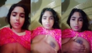 Horny indian girl flashing her breasts