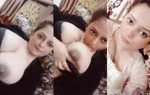 Bhabhi getting horny, sucking her big boobs