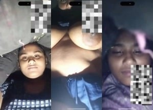 Vlg girl with massive breasts and shaved pussy on show.