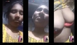 Indian girl strips and proudly displays sexy breasts for you.