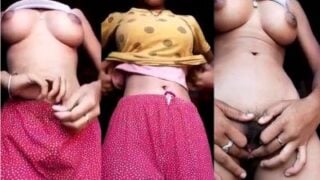 Girl reveals her desi hair on pussy as she strips for a porn vid.