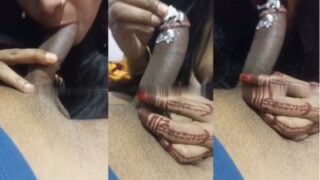 Desi porn: Kinky indian girl giving a blowjob coated in creamy mess